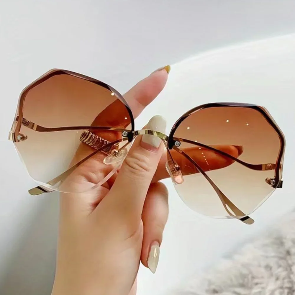 Super Hot! Brown & Gold Ombre Fashion Sunglasses